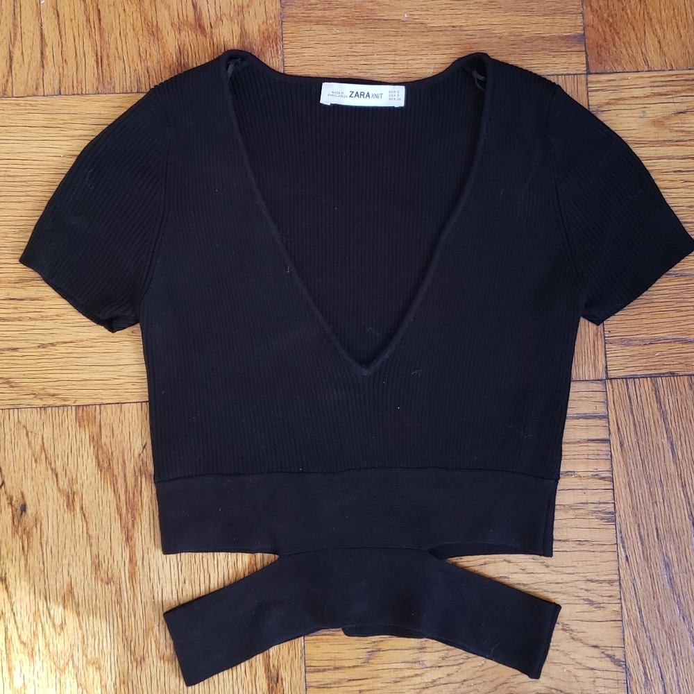 Zara black sweater cut out shirt - size small - Picture 1 of 6